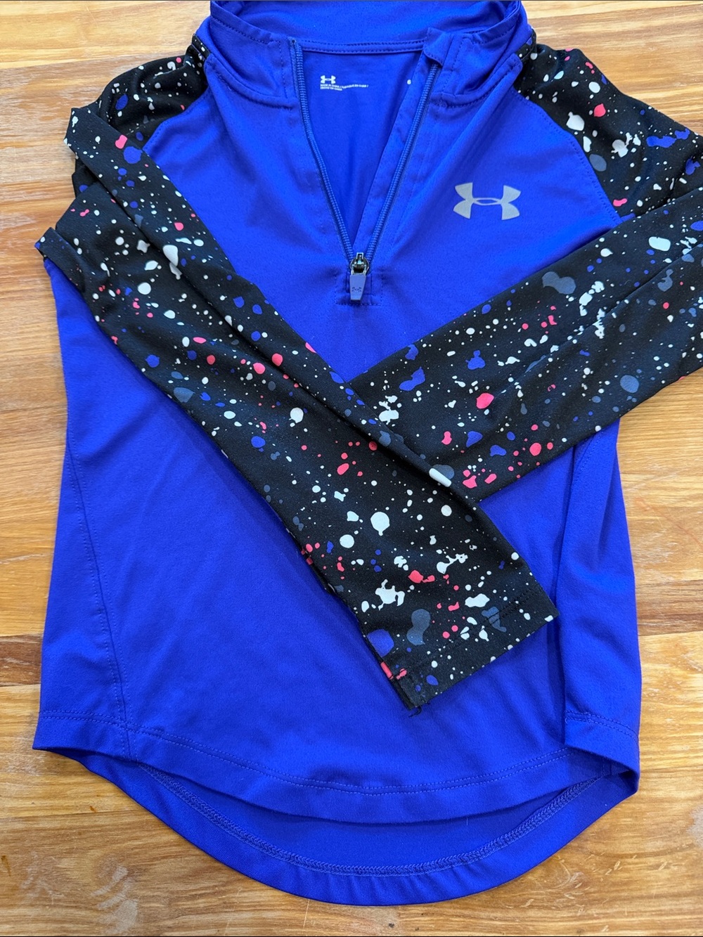 Under Armour Royal Blue Quarter-Zip Top with Black Splatter Sleeves